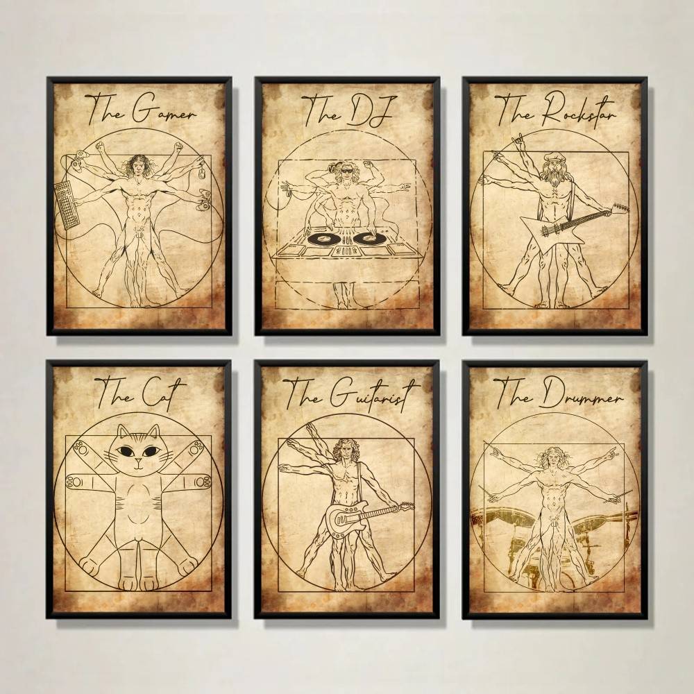 Vintage Vitruvian Style Music  - مراجعة Retro Gaming Wallpaper وسعره