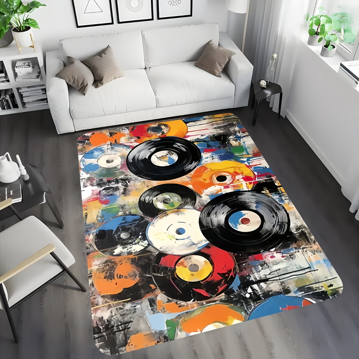Retro Vinyl Record Area Rug Po - مراجعة Retro Gaming Lounge وسعره