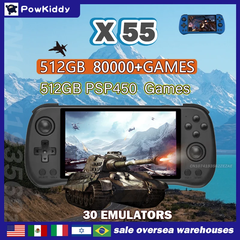 80000Games 512G POWKIDDY X55 5 - مراجعة Retro Gaming Com وسعره