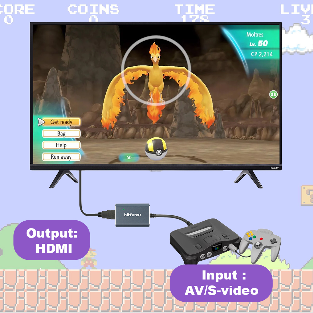 Bitfunx 720P Svideo / AV To HD - مراجعة Retro Gaming Handheld وسعره