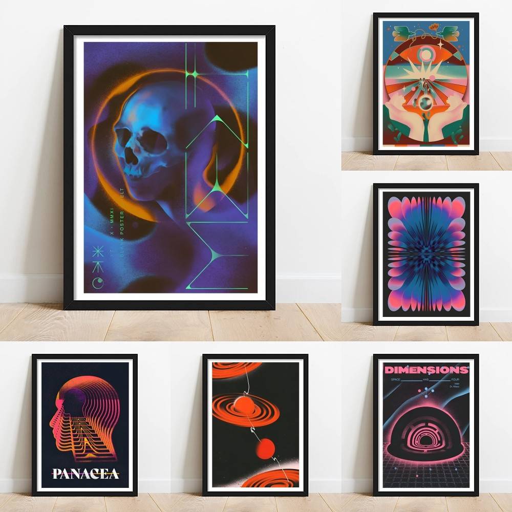 Psychedelic Gradient Skull Spa - مراجعة Retro Gaming Wallpaper وسعره