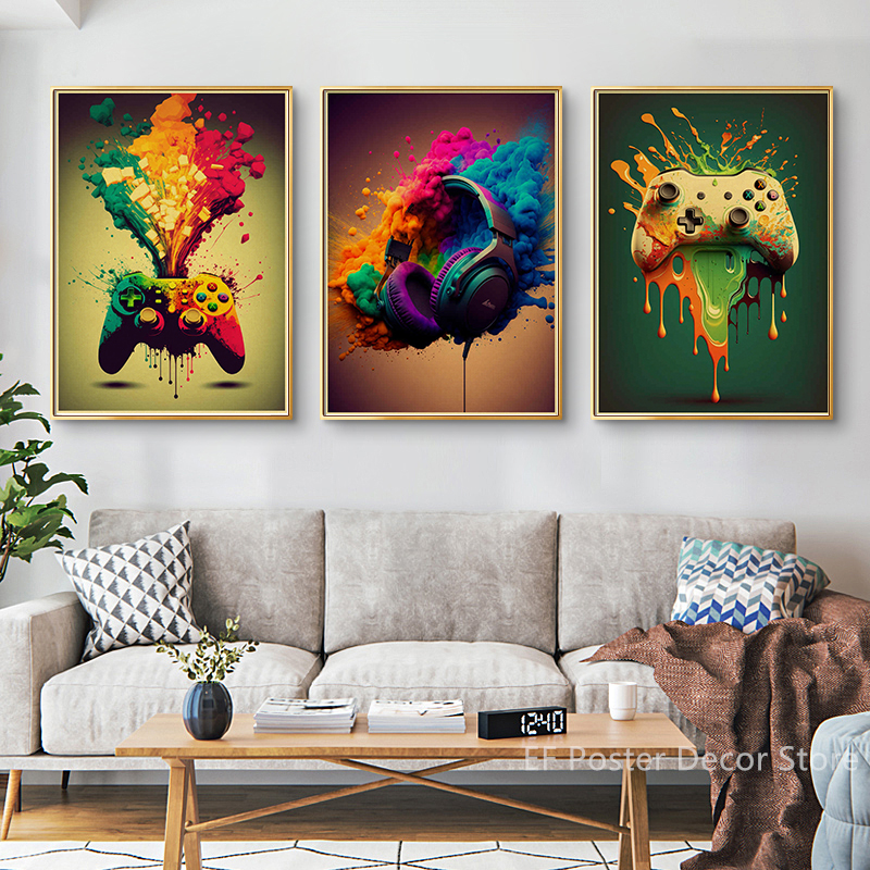 Colorful Game Controller Wall  - مراجعة Retro Gaming Wallpaper وسعره