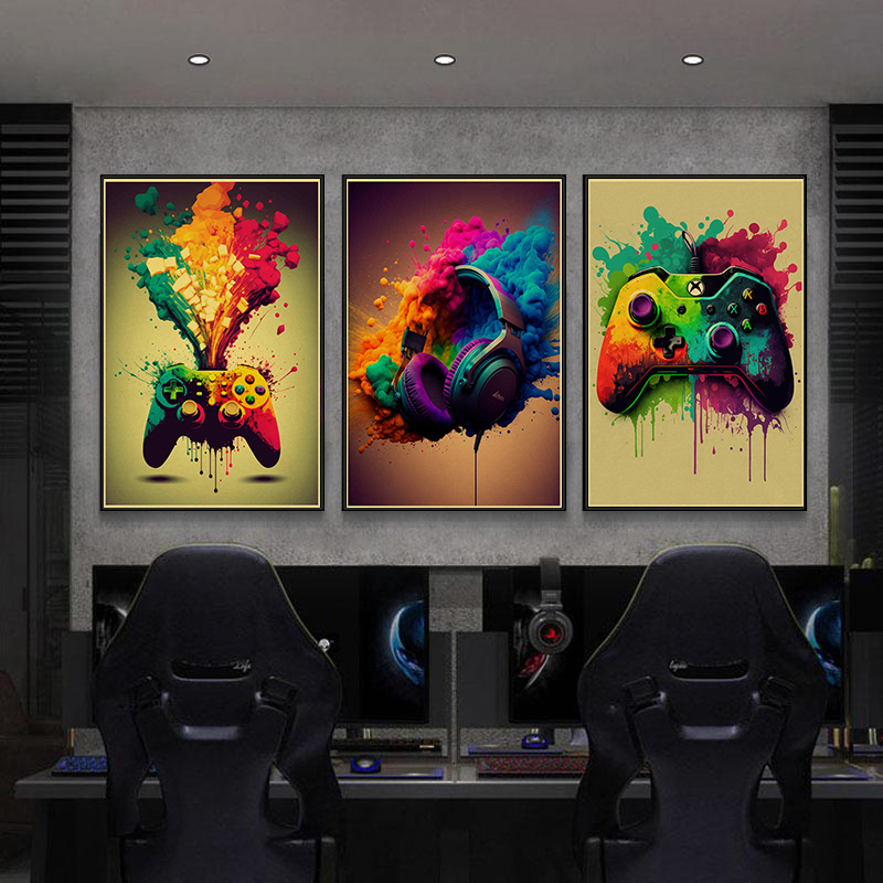Colorful Game Controller Wall  - مراجعة Retro Gaming Wallpaper وسعره