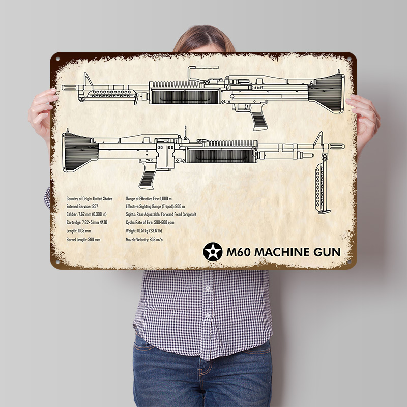 M60 Machine Gun Paper Tin Post - مراجعة Retro Gaming Wallpaper وسعره