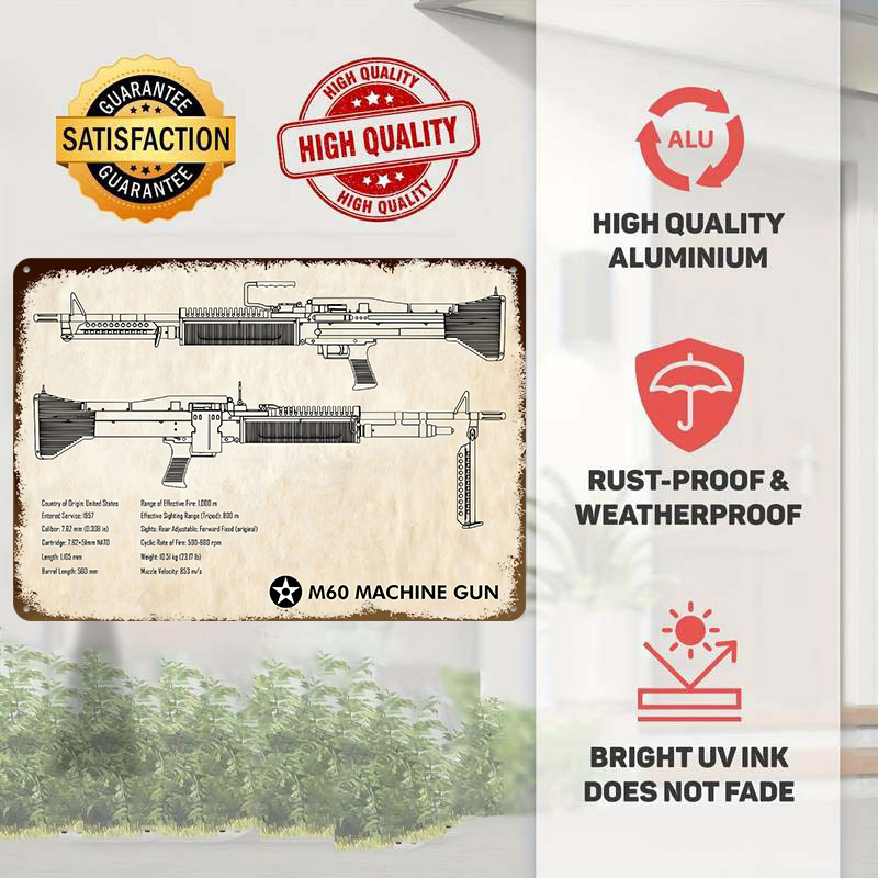 M60 Machine Gun Paper Tin Post - مراجعة Retro Gaming Wallpaper وسعره