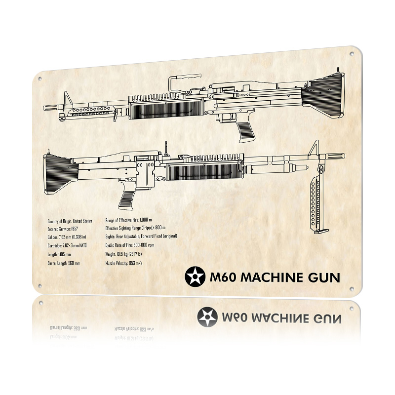 M60 Machine Gun Paper Tin Post - مراجعة Retro Gaming Wallpaper وسعره