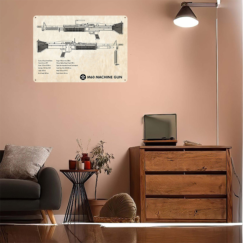 M60 Machine Gun Paper Tin Post - مراجعة Retro Gaming Wallpaper وسعره
