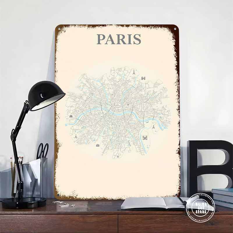 Paris City Map Tinplate Poster - مراجعة Retro Gaming Paris وسعره