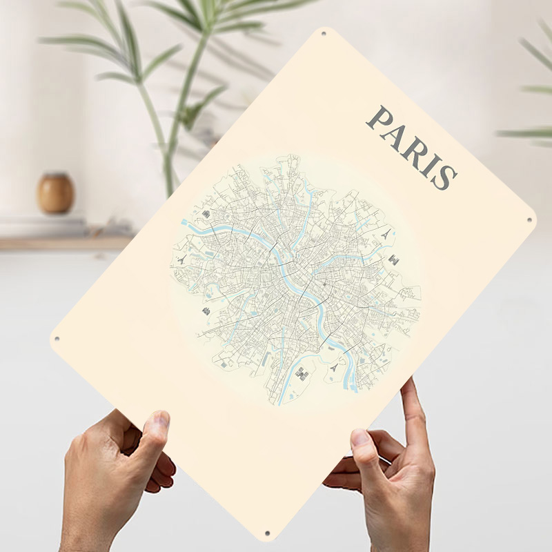 Paris City Map Tinplate Poster - مراجعة Retro Gaming Paris وسعره