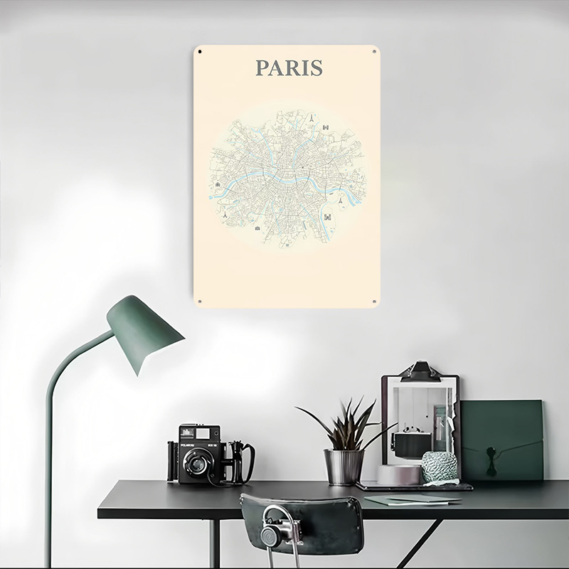 Paris City Map Tinplate Poster - مراجعة Retro Gaming Paris وسعره