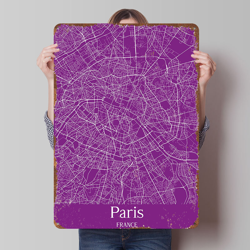 Paris City Map Printed Poster  - مراجعة Retro Gaming Paris وسعره