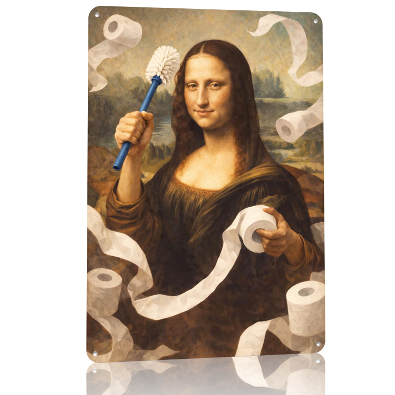 Mona Lisa With Toilet Brush an - مراجعة Retro Gaming Wallpaper وسعره