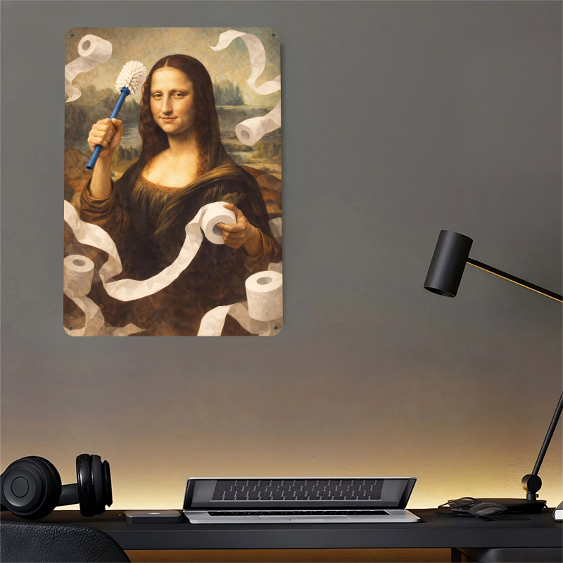 Mona Lisa With Toilet Brush an - مراجعة Retro Gaming Wallpaper وسعره